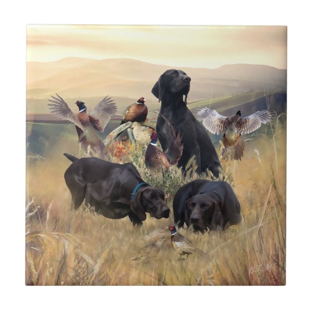 German Shorthaired Pointers  Ceramic Tile (Front)
