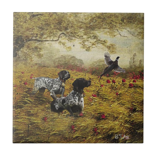 German Shorthaired Pointers Ceramic Tile (Front)