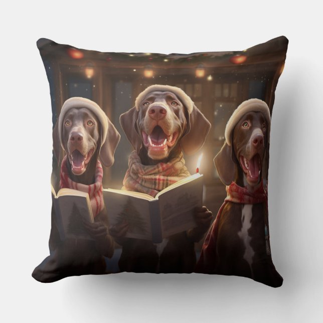 German Shorthaired Pointers Christmas Caroling Cushion (Front)