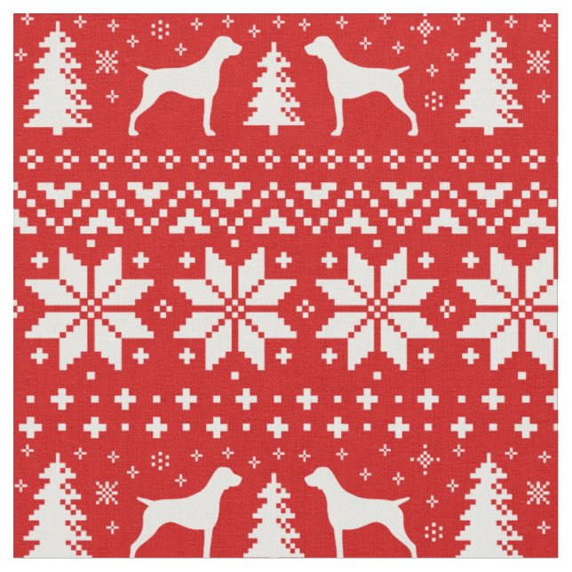 German Shorthaired Pointers Christmas Holiday Fabric (Close Up)