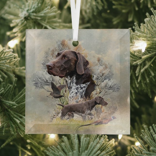 German Shorthaired Pointers  Glass Tree Decoration (Insitu)