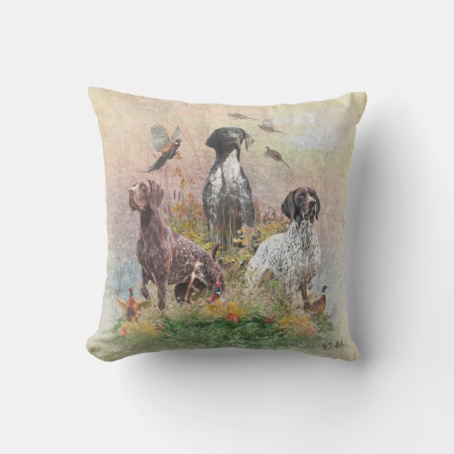 German Shorthaired Pointers (GSP), a hunting pheas Cushion (Front)