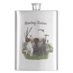 German Shorthaired Pointers (GSP), a hunting pheas Hip Flask