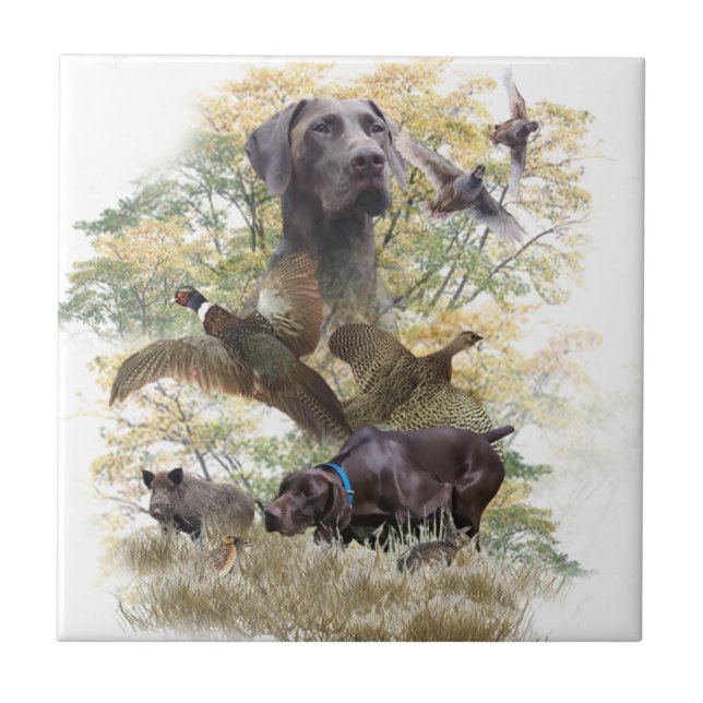 German Shorthaired Pointers (GSP) Ceramic Tile (Front)
