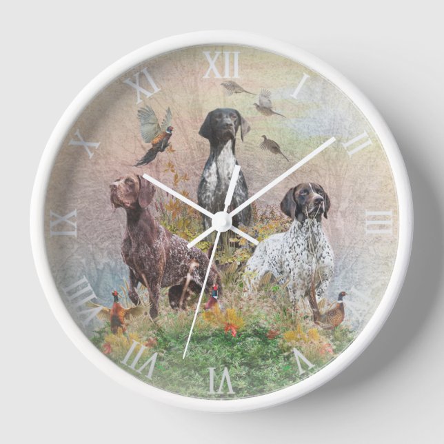 German Shorthaired Pointers (GSP) Clock (Front)