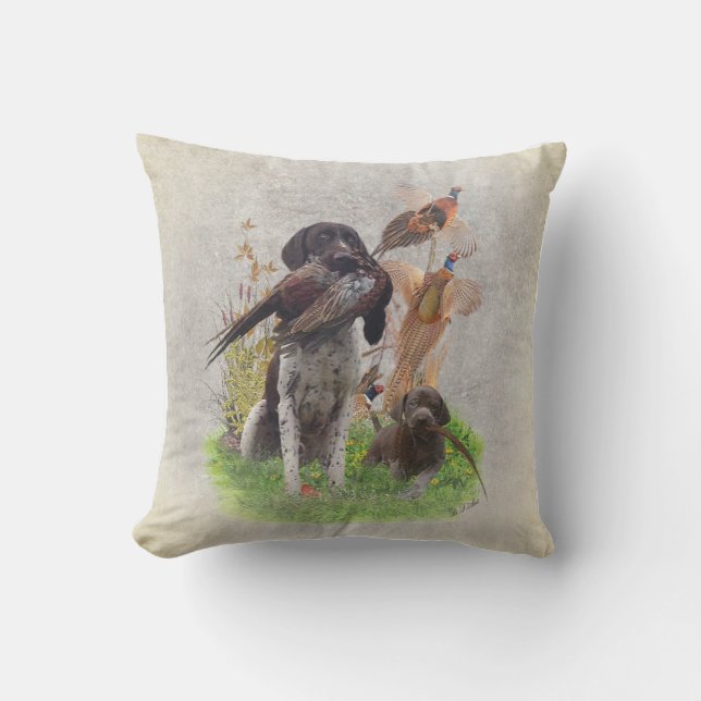 German Shorthaired Pointers (GSP) Gift Box Ceramic Cushion (Front)