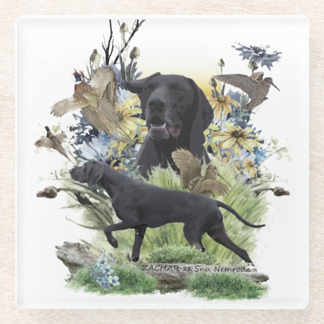German Shorthaired Pointers (GSP)   Glass Coaster (Front)