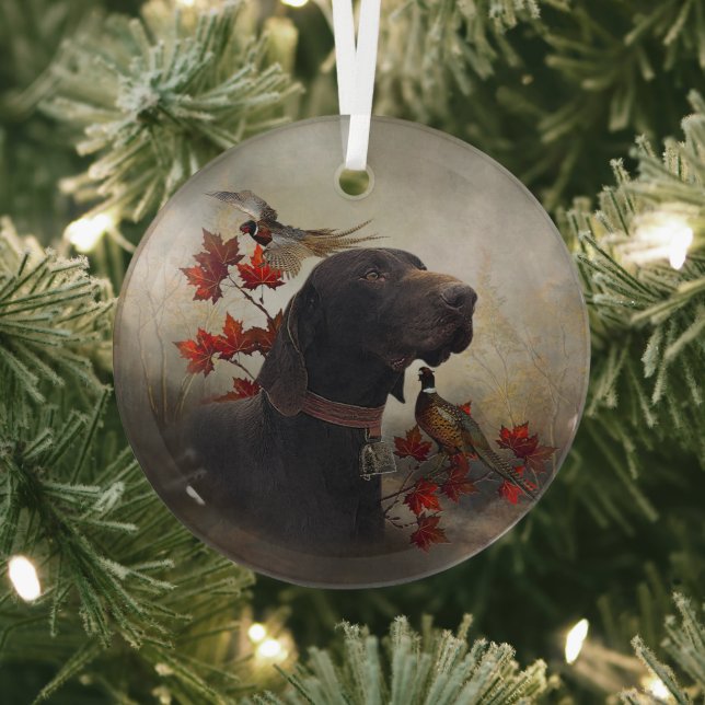 German Shorthaired Pointers (GSP)    Glass Tree Decoration (Insitu)