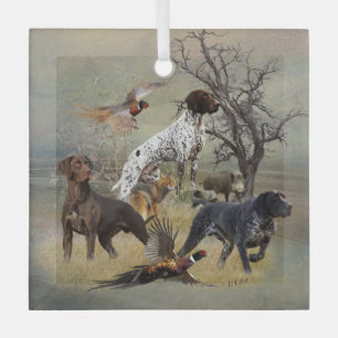 German Shorthaired Pointers (GSP)     Glass Tree Decoration