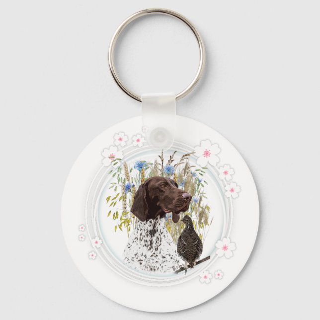 German Shorthaired Pointers (GSP)   Key Ring (Front)