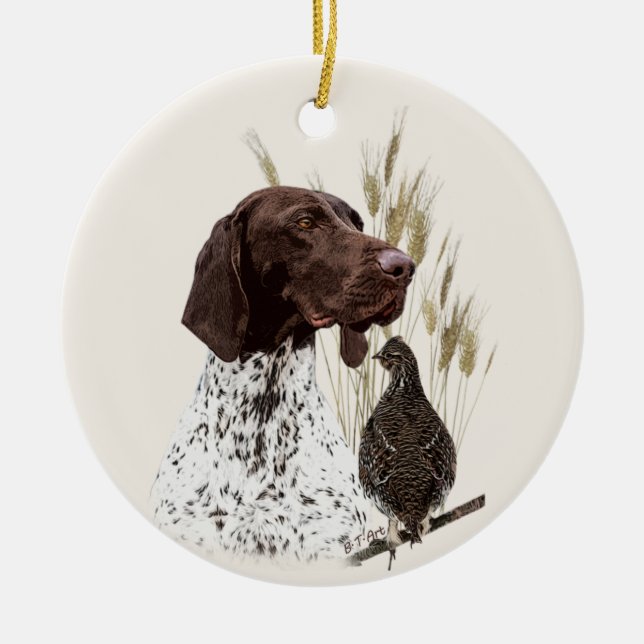 German Shorthaired Pointers (GSP) Postcard Coffee  Ceramic Ornament (Front)