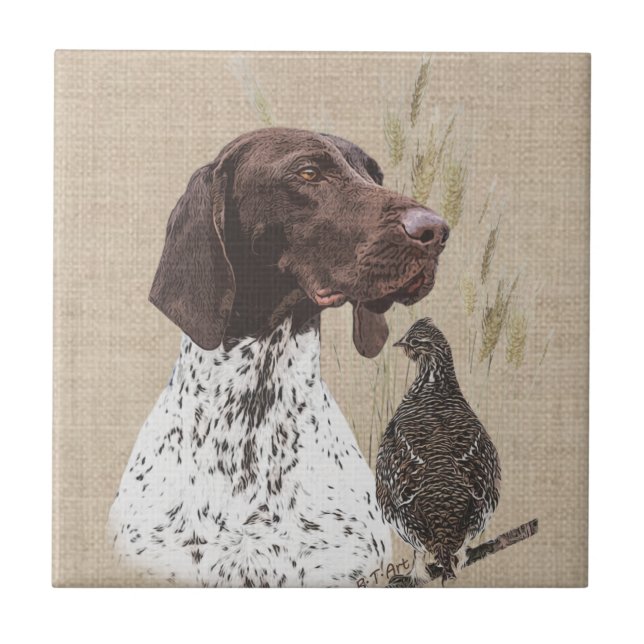 German Shorthaired Pointers (GSP) Postcard Coffee  Ceramic Tile (Front)