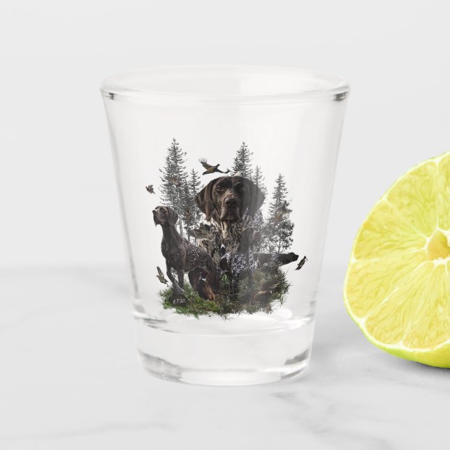 German Shorthaired Pointers (GSP)     Shot Glass (Front)