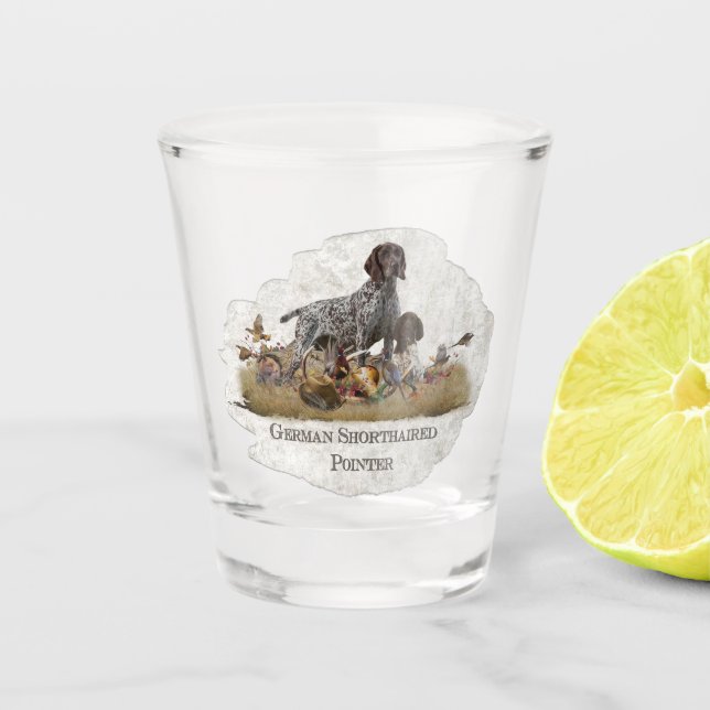German Shorthaired Pointers (GSP)    Shot Glass (Front)
