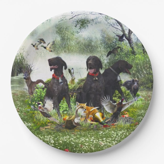 German Shorthaired Pointers Paper Plate (Front)