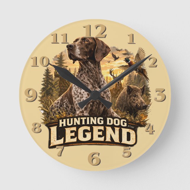 German Shorthaired Pointers  Round Clock (Front)