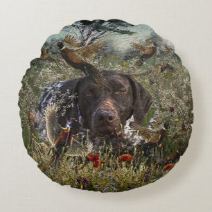 German Shorthaired Pointers Round Cushion