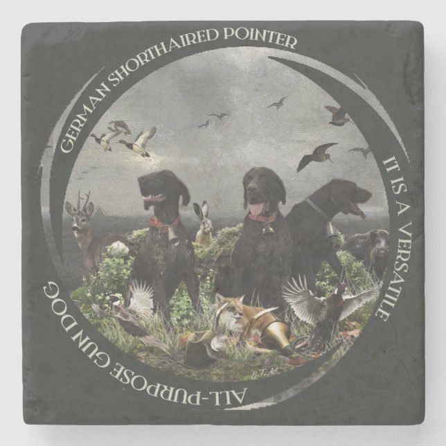 German Shorthaired Pointers Stone Coaster (Front)