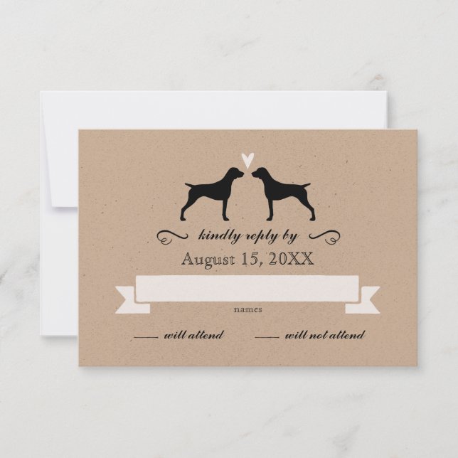 German Shorthaired Pointers Wedding Reply RSVP Card (Front)