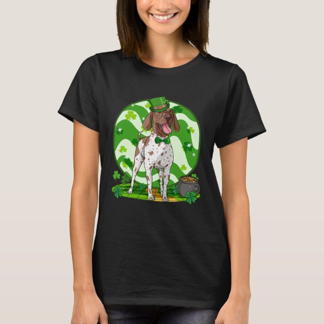 German Shorthaired St Patrick s Day Leprechaun T-Shirt (Front)