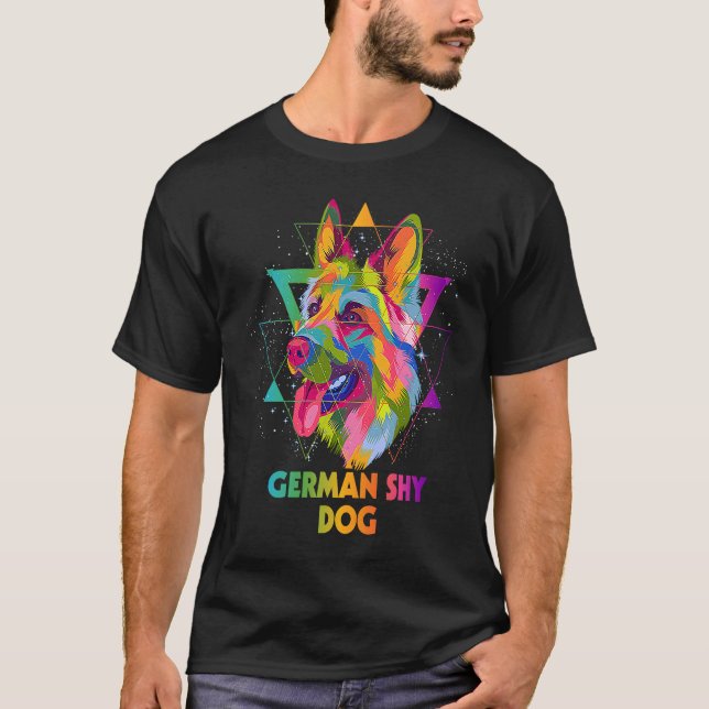 German Shy Dog German Shepherd Animal Pun Shepard T-Shirt (Front)