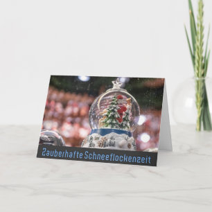 German Snowstorm globe Merry Christmas Greetings Card