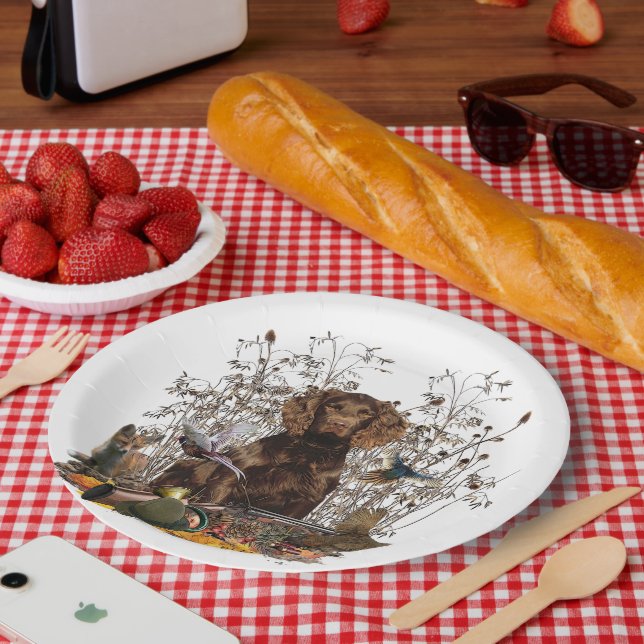 German Spaniels (  Deutscher Wachtelhund ) Paper Plate (Picnic)