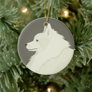 German Spitz Ceramic Ornament