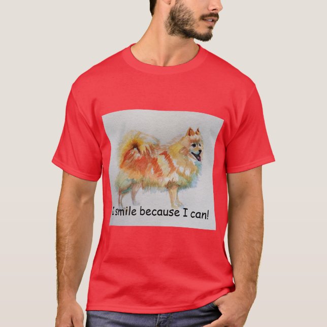 German Spitz Dog 'I Smile Because I Can' Card T-Shirt (Front)