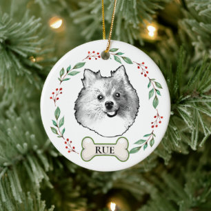 German Spitz Dog Personalised Hand Drawing Ceramic Ornament