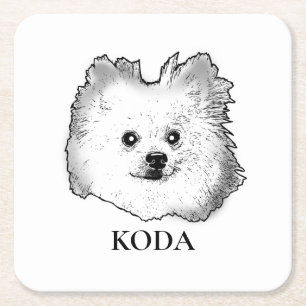 German Spitz Dog personalised Hand Drawing Square Paper Coaster