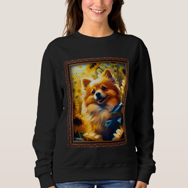 German Spitz Painting Sunflower Flower Mom Women F Sweatshirt (Front)