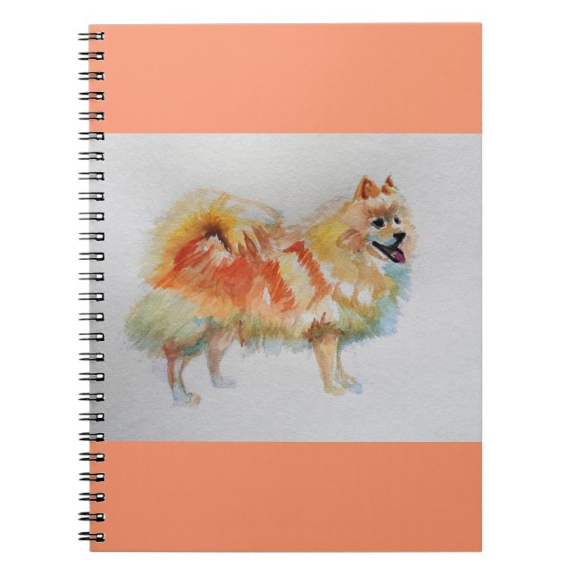 German Spitz Pomeranian Watercolor Dog Dogs Notebook (Front)