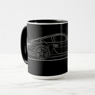 German Sports Car 997 Line Drawing Mug