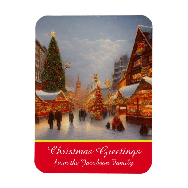German Style Christmas Market Greetings Kitsch Magnet (Vertical)