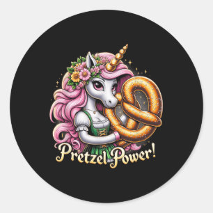 German Unicorn Drindl Pretzel Power Funny Kids  Classic Round Sticker