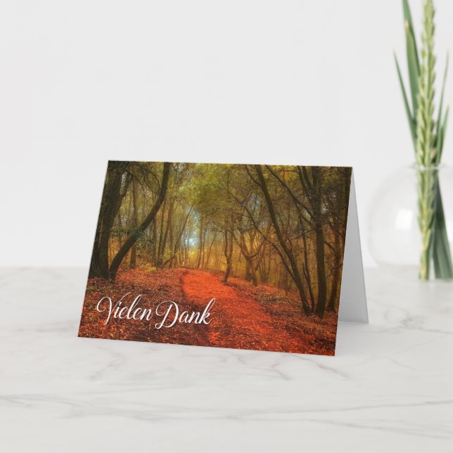 German Vielen Dank Woodland Path Blank Thank You Card (Front)