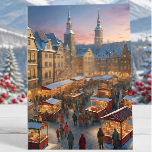 German Vintage Christmas Market Holiday Card
