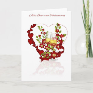 German Wedding Anniversary With Champagne Flowers Card