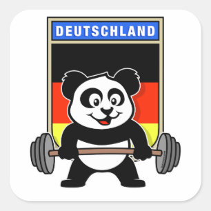 German Weightlifting Panda Square Sticker