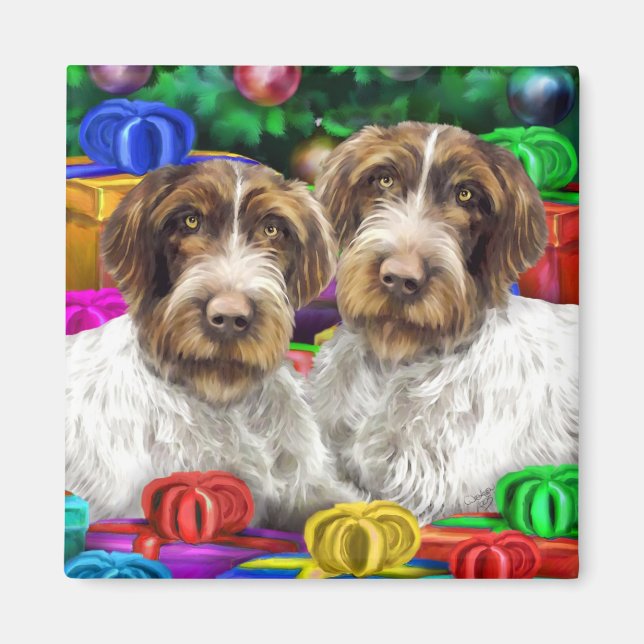 German WH Pointer Open Gifts Christmas Magnet (Front)