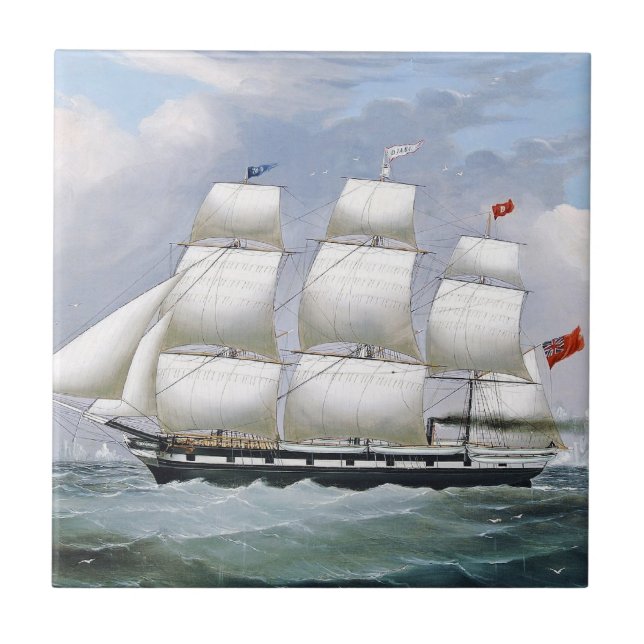 German Whaling Ships Diana & Anne 1800's Ceramic Tile (Front)