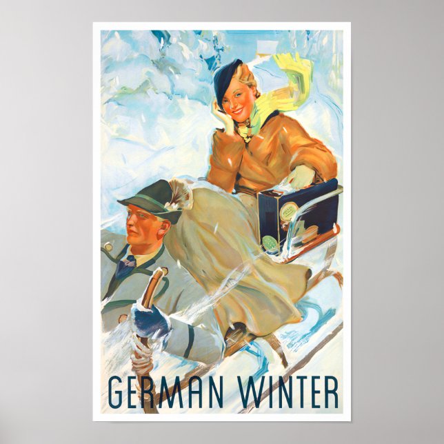 German Winter vintage travel Poster (Front)