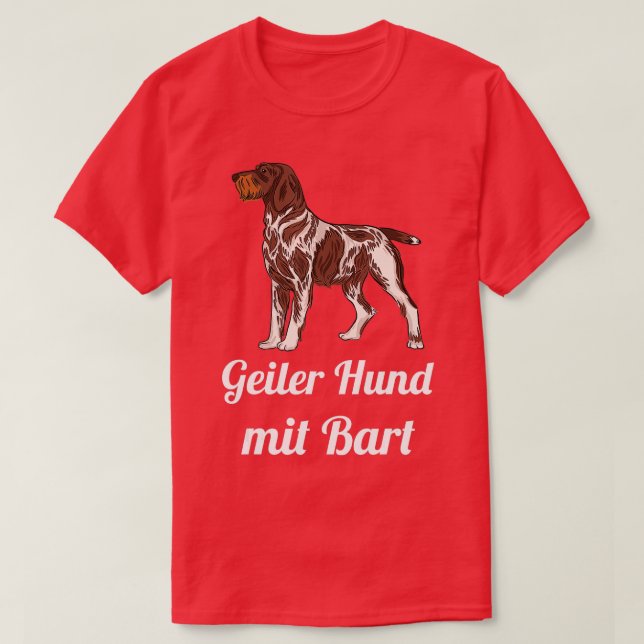 German Wire Hair Cool Dog with Beard Hunting Dog L T-Shirt (Design Front)