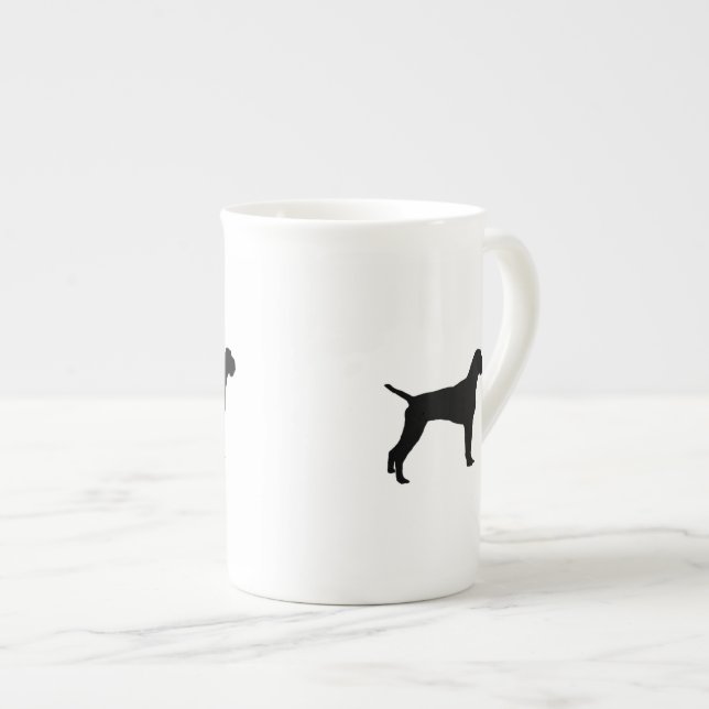 German Wire-Haired Pointer Silhouette Love Dogs Bone China Mug (Front Right)