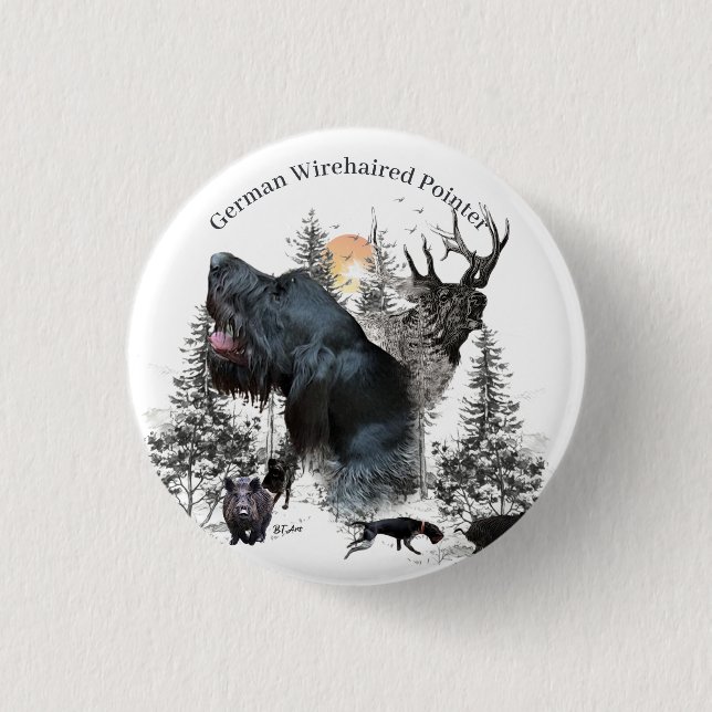 German Wirehaired Pointer 3 Cm Round Badge (Front)