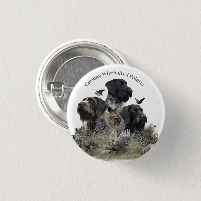 German Wirehaired Pointer 3 Cm Round Badge (Front & Back)