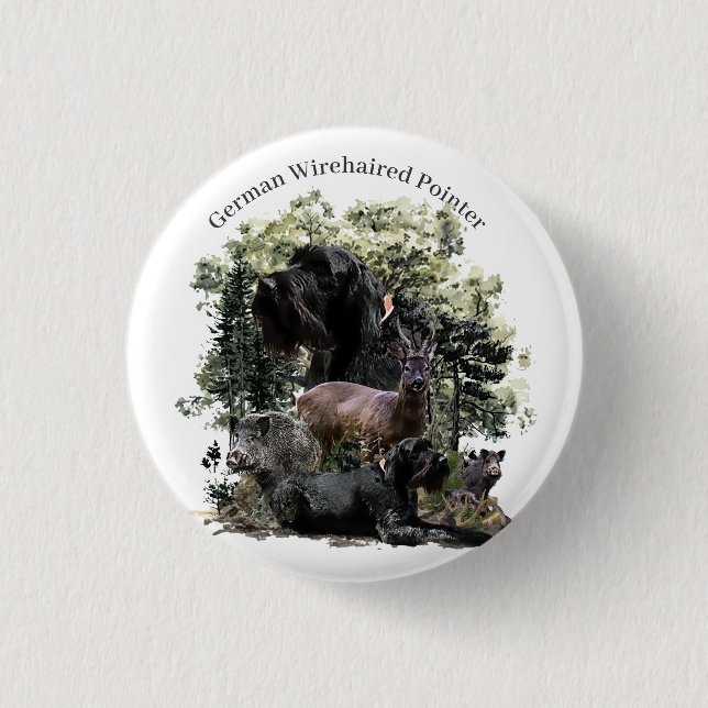 German Wirehaired Pointer 3 Cm Round Badge (Front)