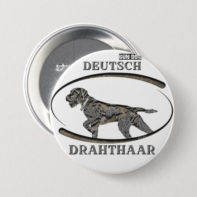 German Wirehaired Pointer 7.5 Cm Round Badge (Front & Back)