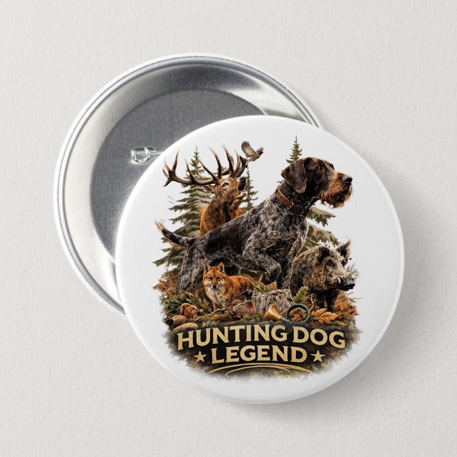 German Wirehaired Pointer 7.5 Cm Round Badge (Front & Back)